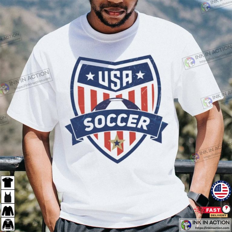 Vintage USA Soccer Logo World Cup 2022 Shirt Ink In Action
