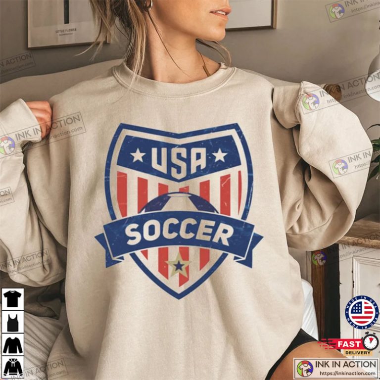 Vintage USA Soccer Logo World Cup 2022 Shirt Ink In Action