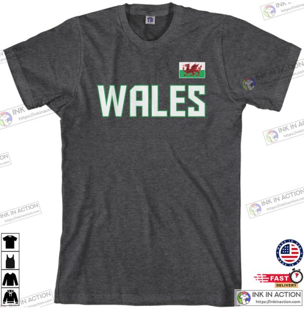 Wales National Team Men’s T-shirt, Welsh Flag European United Kingdom Football, Great Britain English Soccer