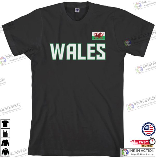 Wales National Team Men’s T-shirt, Welsh Flag European United Kingdom Football, Great Britain English Soccer