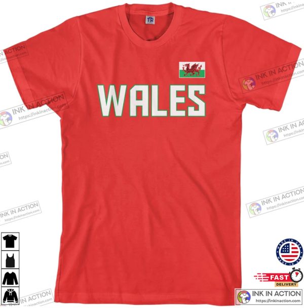 Wales National Team Men’s T-shirt, Welsh Flag European United Kingdom Football, Great Britain English Soccer