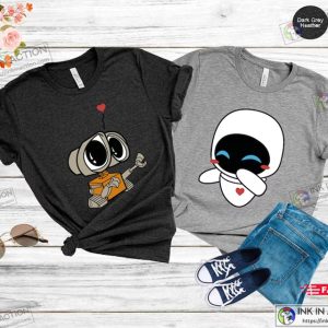 Wall-E and Eve Valentine’s Day Matching T-shirt, Cute Valentine Shirt, Wall-E Shirt, Couple Shirt For Valentines