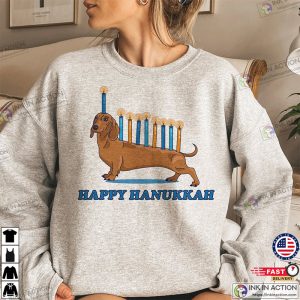 Weiner Dog Menorah Festive Dog Mazel Tov Holiday Hanukkah Shirt