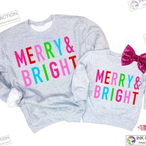 Womens Christmas Sweatshirt Merry and Bright Christmas Sweater 1