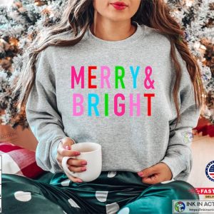 Womens Christmas Sweatshirt Merry and Bright Christmas Sweater 4