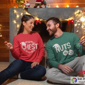 X mas Chest Nuts Christmas Shirts Christmas Couple Shirts Matching Christmas Party Shirt 2