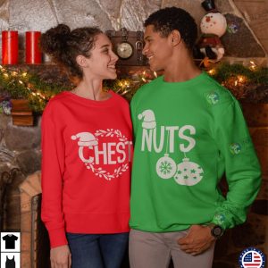 X mas Chest Nuts Christmas Shirts Christmas Couple Shirts Matching Christmas Party Shirt 4