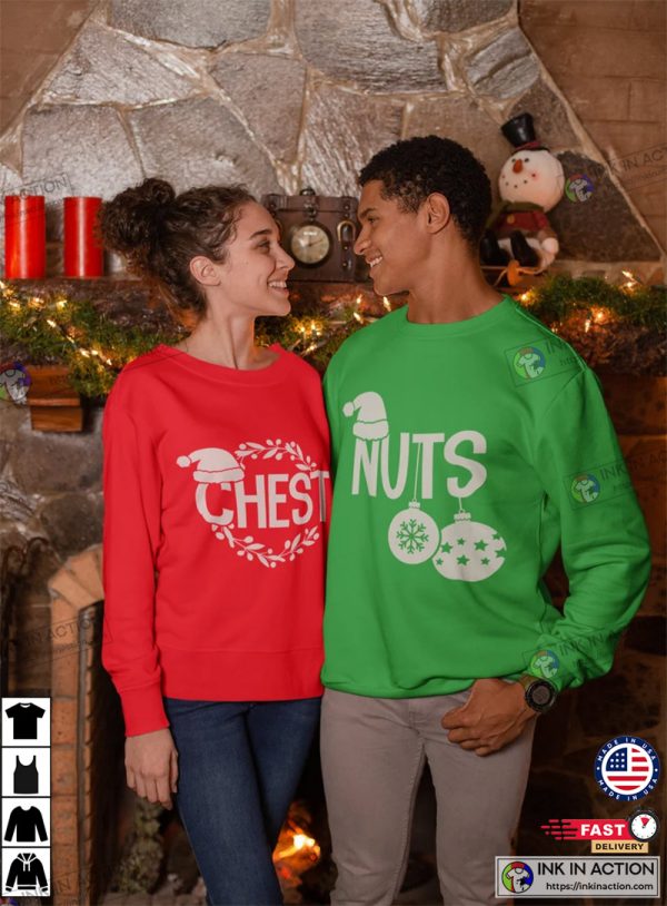 Chest Nuts Christmas Shirts, Christmas Couple Shirts, Matching Christmas Party Shirt