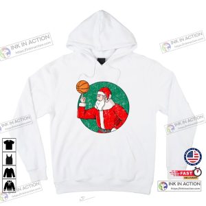 X mas Christmas Basketball Santa Claus Spinning Ball Sport Xmas Hoodie 2