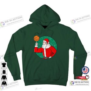 X mas Christmas Basketball Santa Claus Spinning Ball Sport Xmas Hoodie 3