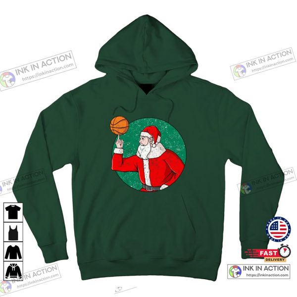 Christmas Basketball Santa Claus Spinning Ball Basic Hoodie