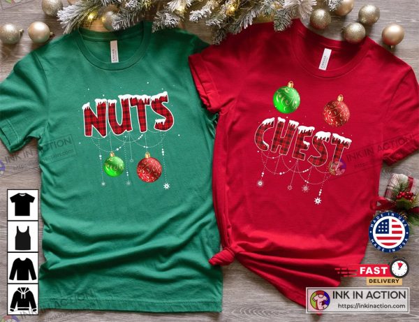 X-mas Christmas Chest Nuts Couples Matching Basic Shirts