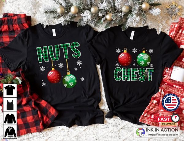 X-mas Christmas Chest Nuts Couples Matching Basic Shirts