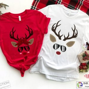 X mas Christmas Couples Shirts His and Her Reindeer Shirts Matching Christmas Shirts Couple Christmas Tees Cute Christmas 3