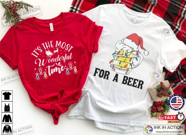 It’s the Most Wonderful Time For a Beer Couples Holiday Tee