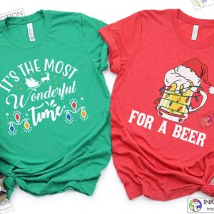 X mas Christmas Couples Shirts Its the Most Wonderful Time For a Beer Couples Holiday Tee Matching Christmas Shirts 2