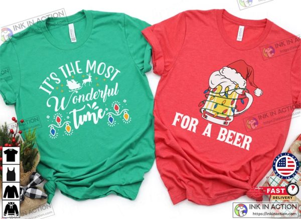 It’s the Most Wonderful Time For a Beer Couples Holiday Tee