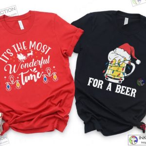 X mas Christmas Couples Shirts Its the Most Wonderful Time For a Beer Couples Holiday Tee Matching Christmas Shirts 3