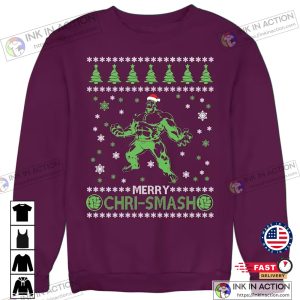 X mas Christmas Jumper Sweatshirt Hulk Chri Smash Adults Kids 2