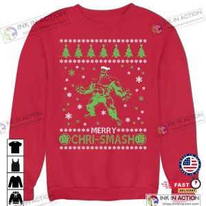 X mas Christmas Jumper Sweatshirt Hulk Chri Smash Adults Kids 3