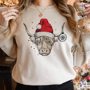 X mas Christmas Sweatshirt Cute Cow Christmas Sweatshirt 2022 Merry Christmas Santa Cow Shirt 1