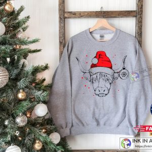 X mas Christmas Sweatshirt Cute Cow Christmas Sweatshirt 2022 Merry Christmas Santa Cow Shirt 4