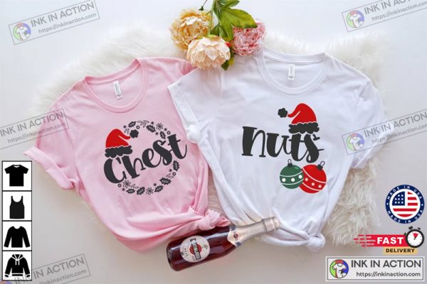 Couple Christmas Tshirt, Chest Nuts Couples Tee Shirt, Funny Couple Shirts