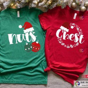 X mas Couple Christmas Tshirt Chest Nuts Couples Tee Shirt Funny Couple Shirts 2