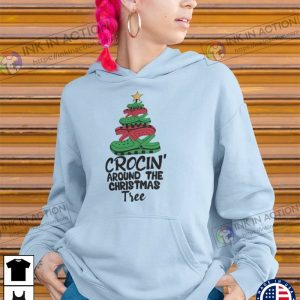 X mas Crocin Around the Christmas Tree Sweater Funny Crocs Sweatshirt 3