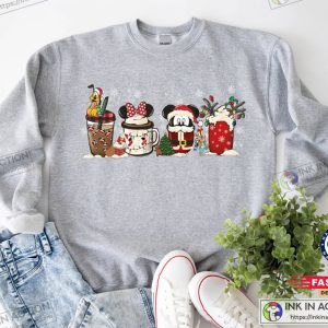 X mas Cute Disney Mickey Minnie Pluto Christmas Coffee Sweatshirt Disney Christmas Coffee 4