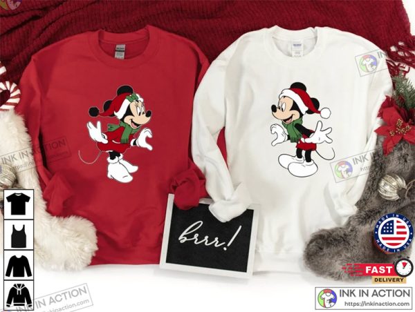 Disney Christmas Couple Sweatshirt, Mickey Minnie Christmas Sweatshirt, Disney Couple Gift Tee