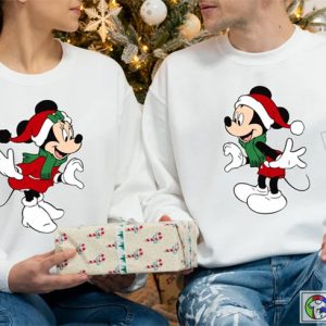 X mas Disney Christmas Couple Sweatshirt Mickey Minnie Christmas Sweatshirt Disney Couple Gift Tee 2