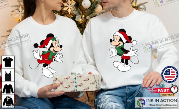 Disney Christmas Couple Sweatshirt, Mickey Minnie Christmas Sweatshirt, Disney Couple Gift Tee