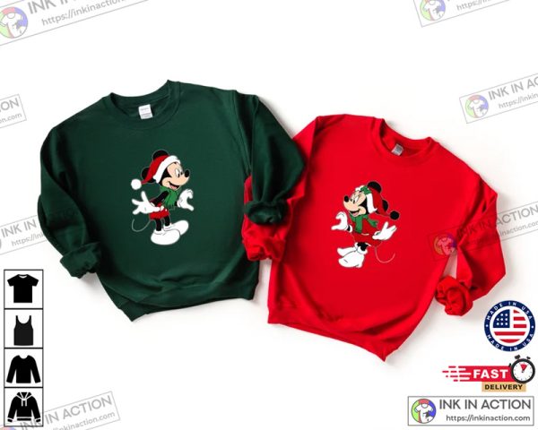 Disney Christmas Couple Sweatshirt, Mickey Minnie Christmas Sweatshirt, Disney Couple Gift Tee