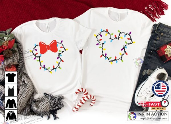 Disney Christmas Lights Mickey & Minnie Basic Shirts