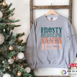X mas Frosty Rudolph Santa Jesus Christmas Sweatshirt Christmas Party Winter Holiday Outfit 4