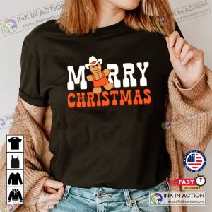 X mas Happy Christmas Shirt Family Christmas Tshirt Cowboy Gingerbread Tee Vintage Christmas Tshirt 3