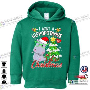 X mas I Want A Hippopotamus For Christmas Lights Santa Hippo Xmas Funny Gift Toddler Hoodie 4