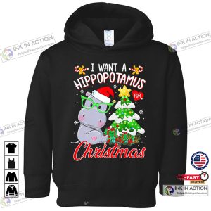 X mas I Want A Hippopotamus For Christmas Lights Santa Hippo Xmas Funny Gift Toddler Hoodie 5
