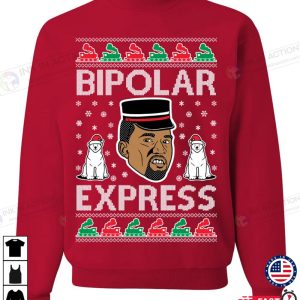 X mas Kanye Bipolar Express Ugly Christmas Sweater Unisex Crewneck Graphic Sweatshirt Holiday Sweatshirt Christmas Gift Ideas 1