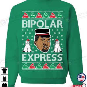 X mas Kanye Bipolar Express Ugly Christmas Sweater Unisex Crewneck Graphic Sweatshirt Holiday Sweatshirt Christmas Gift Ideas 2