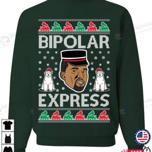 X mas Kanye Bipolar Express Ugly Christmas Sweater Unisex Crewneck Graphic Sweatshirt Holiday Sweatshirt Christmas Gift Ideas 3