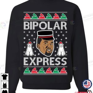 X mas Kanye Bipolar Express Ugly Christmas Sweater Unisex Crewneck Graphic Sweatshirt Holiday Sweatshirt Christmas Gift Ideas 4