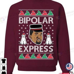 X mas Kanye Bipolar Express Ugly Christmas Sweater Unisex Crewneck Graphic Sweatshirt Holiday Sweatshirt Christmas Gift Ideas 5