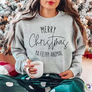 X mas Merry Christmas Ya Filthy Animal Sweatshirt 2