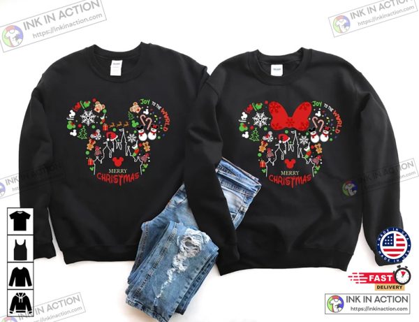 Mickey Minnie Head Christmas Disney Couple Sweatshirts