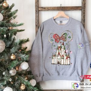 X mas Minnie Christmas Watercolor Sweatshirt Minnie Ear Christmas Sweatshirt Trendy Xmas Sweatshirt 3