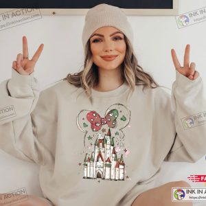 X mas Minnie Christmas Watercolor Sweatshirt Minnie Ear Christmas Sweatshirt Trendy Xmas Sweatshirt 4