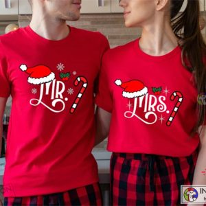 Mr and Mrs Christmas 2022 Shirt, Family Matching Shirts, Married Couples First Christmas Winter Wedding Tshirt