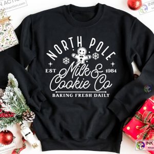 X mas North Pole Milk and Cookie Co Baking Christmas Sweater Christmas Cookie Shirt Gingerbread Sweater 2